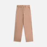 auralee organic washed canvas belted pants in light brown - KITH-SHOP