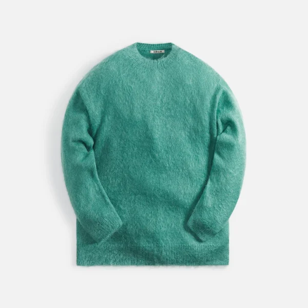 auralee super kid mohair blend pullover jade green knit - KITH-SHOP