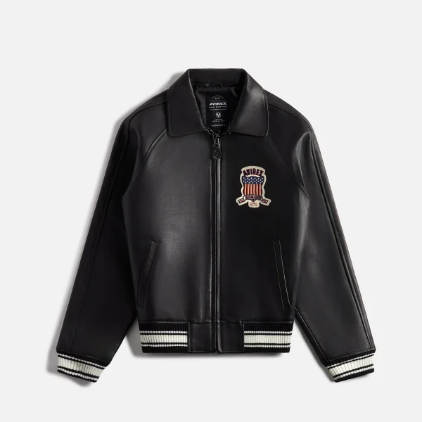 avirex icon black leather jacket - KITH-SHOP