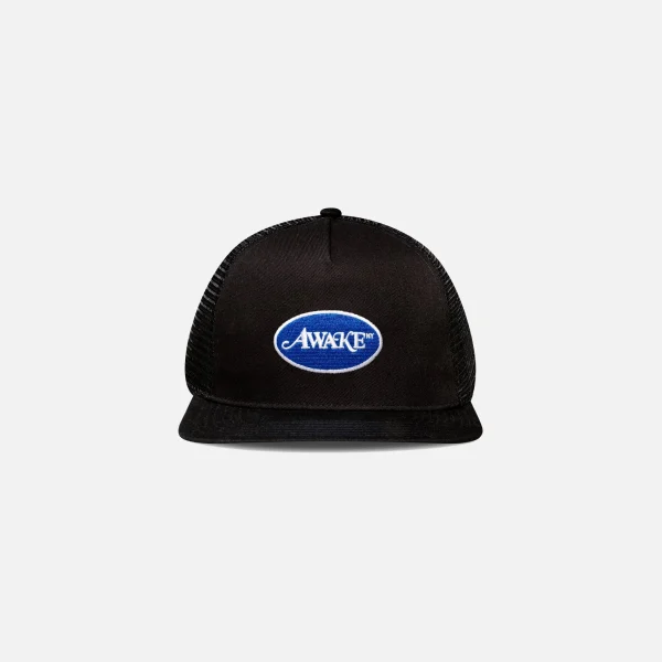 awake ny black classic logo trucker hat - KITH-SHOP