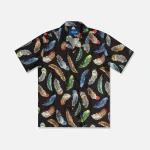 awake ny black feathers silk shirt - KITH-SHOP