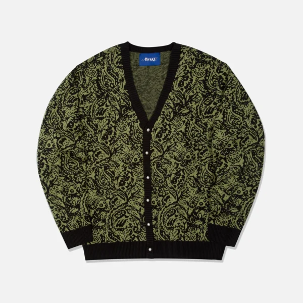 awake ny black paisley design cardigan - KITH-SHOP