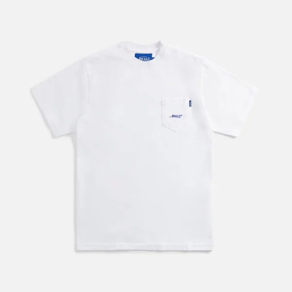 awake ny classic embroidered logo pocket t shirt white - KITH-SHOP