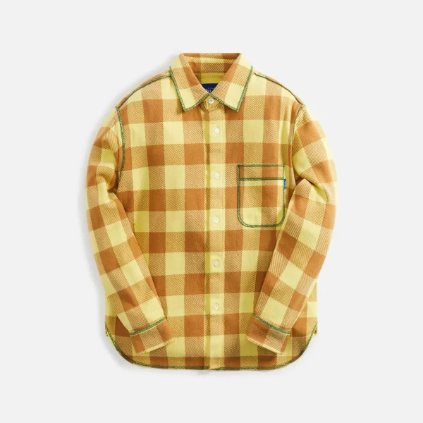 awake ny contrast stitch yellow and brown flannel shirt - KITH-SHOP