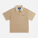 awake ny cream open knit embroidered polo shirt - KITH-SHOP