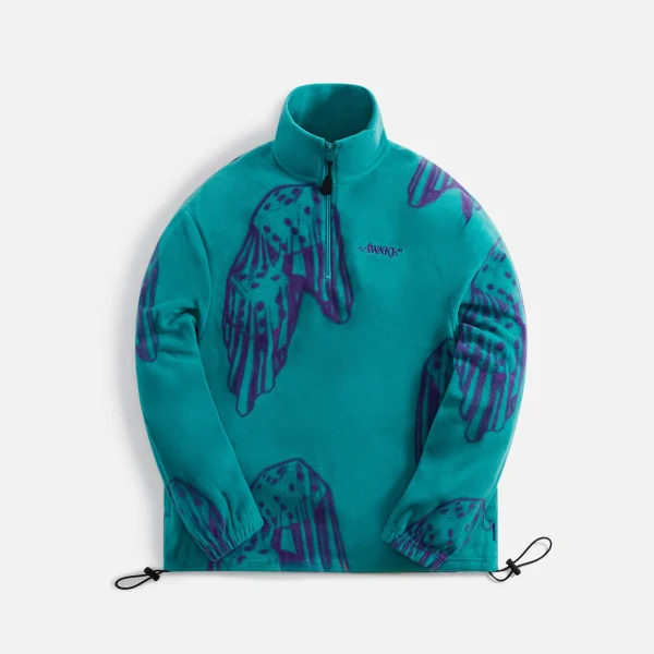 awake ny dice print fleece quarter zip pullover in teal and purple - KITH-SHOP