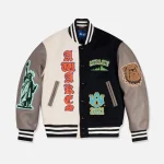 awake ny navy chenille patches varsity jacket stylish combo - KITH-SHOP