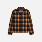 awake ny orange multi color brushed flannel shirt jacket - KITH-SHOP