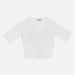 aya muse white ribbed 3 button cardigan elettra style - KITH-SHOP