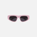 balenciaga bb logo hinge sunglasses pink frame with grey lenses - KITH-SHOP