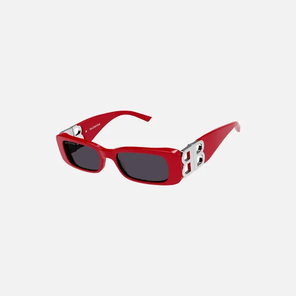 balenciaga bb logo square frame sunglasses red grey - KITH-SHOP