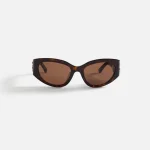 balenciaga oval acetate sunglasses brown 55mm frame - KITH-SHOP