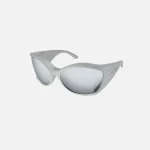 balenciaga round chunky frame sunglasses futuristic silver mirror - KITH-SHOP