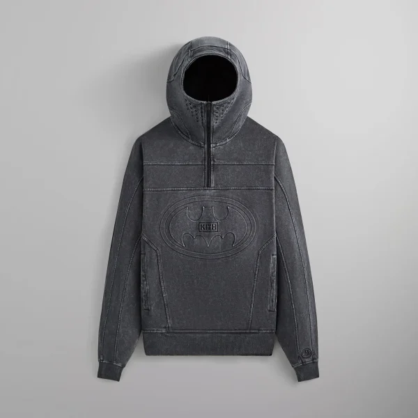 batman x kith black quarter zip moto hoodie - KITH-SHOP