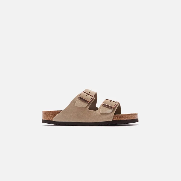 birkenstock arizona soft footbed suede sandals in taupe - KITH-SHOP