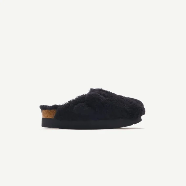 birkenstock boston black shearling big buckle platform sandal - KITH-SHOP