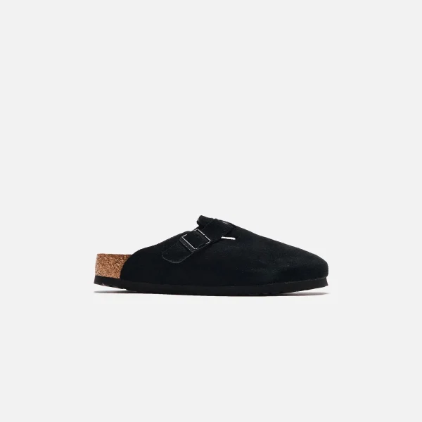 birkenstock boston soft footbed clog in black suede - KITH-SHOP