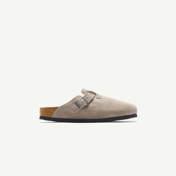 birkenstock boston stone coin suede with natural shearling lining - KITH-SHOP