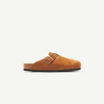 birkenstock women s boston shearling sandal in suede mink - KITH-SHOP