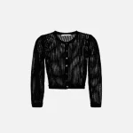 black cropped knit crewneck cardigan by t by alexander wang - KITH-SHOP