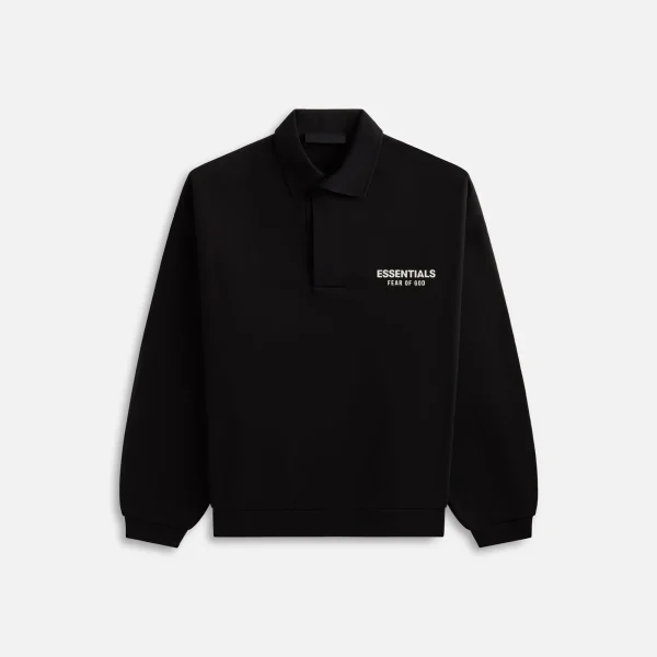 black essentials fleece polo shirt - KITH-SHOP