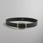 black kith leather belt with round buckle - KITH-SHOP