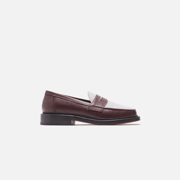 blackstock weber ellis penny loafer in chocolate and white - KITH-SHOP