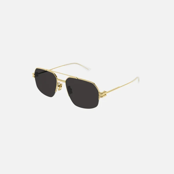 bottega veneta caravan half rim eyeglasses black frame with gold accents - KITH-SHOP