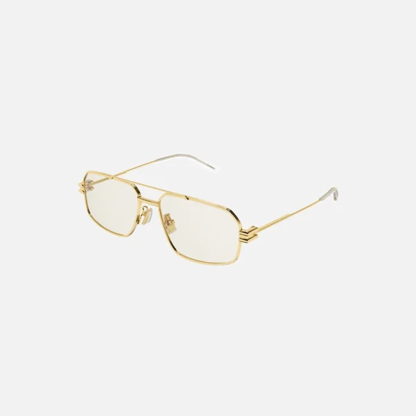 bottega veneta narrow caravan gold metal clear frame sunglasses - KITH-SHOP