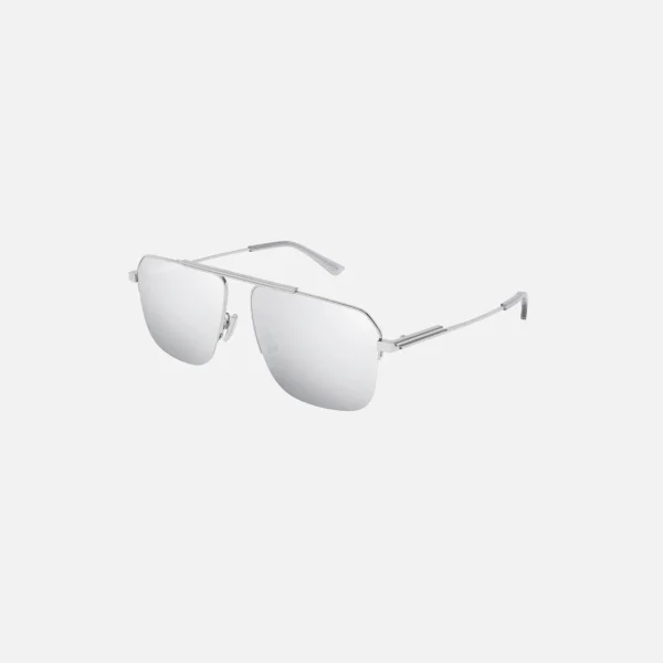 bottega veneta square aviator sunglasses silver mirror finish - KITH-SHOP