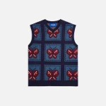 butterfly pattern sweater vest blue and red - KITH-SHOP