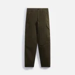 c p company olive stretch sateen loose fit cargo pants - KITH-SHOP