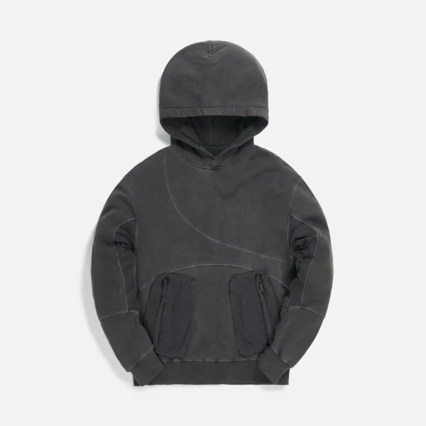 c2h4 cold dye panelled hoodie in dark grey - KITH-SHOP