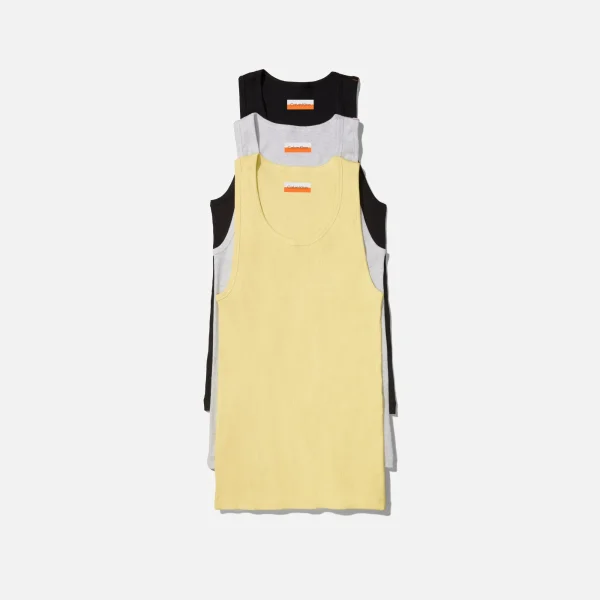 calvin klein x heron preston tank top 3 pack pale yellow heather black - KITH-SHOP