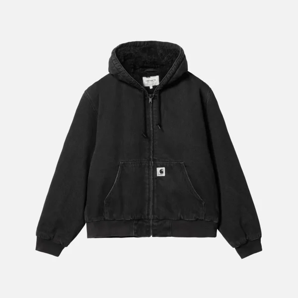 carhartt wip women s og active jacket in stone washed black - KITH-SHOP