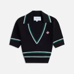 casablanca black cropped polo shirt - KITH-SHOP