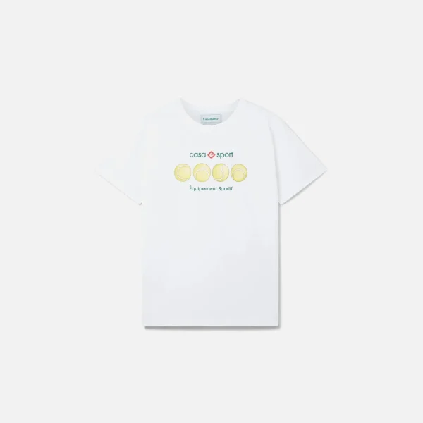 casablanca casa sport baby t shirt white with tennis ball print - KITH-SHOP