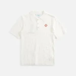 casablanca checked yoke boucl polo shirt white - KITH-SHOP