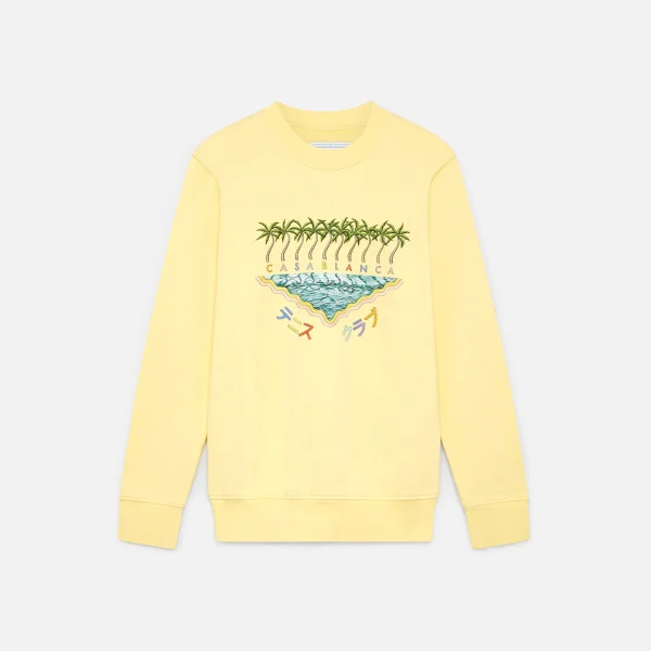 casablanca enoshima beach print sweatshirt pale yellow - KITH-SHOP