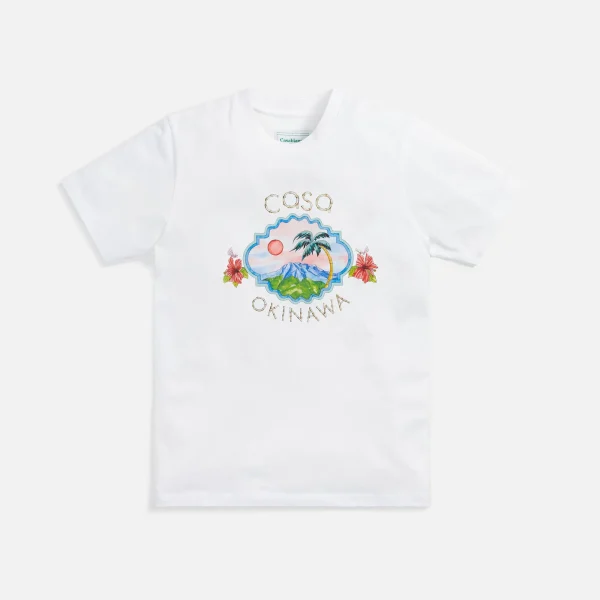 casablanca okinawa printed white tee - KITH-SHOP