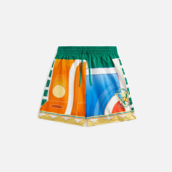 casablanca reve de tennis print silk shorts - KITH-SHOP