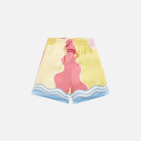 casablanca soleil levant multi color silk drawstring shorts - KITH-SHOP