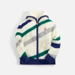 casablanca striped zip up fur hoodie white - KITH-SHOP