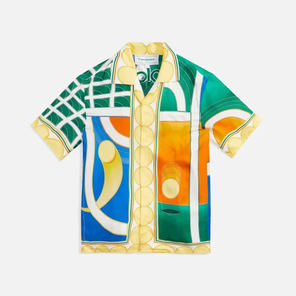 casablanca tennis inspired cuban collar shirt multicolor - KITH-SHOP