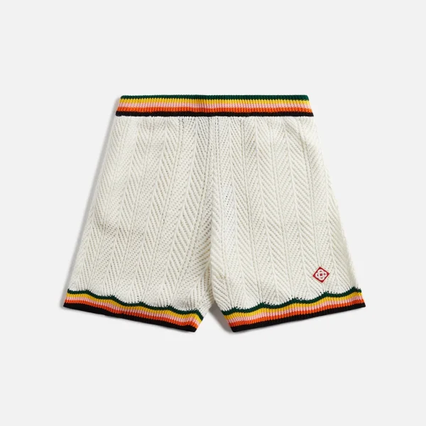 casablanca white multicolor chevron lace shorts - KITH-SHOP