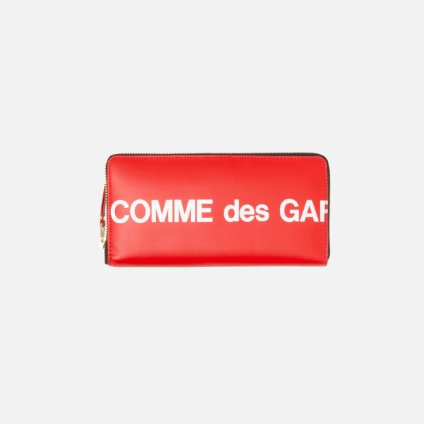 cdg large red pocket long zip wallet with bold logo - KITH-SHOP