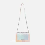 chanel inspired caviar leather rainbow boy bag multicolor design by wgaca - KITH-SHOP