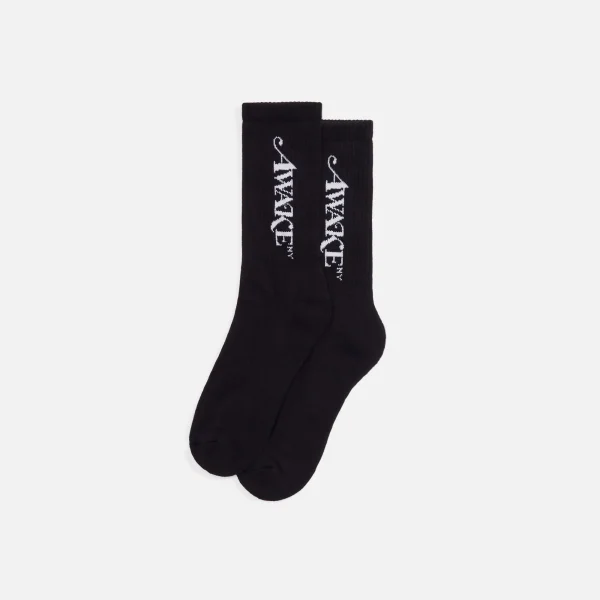 classic logo socks in black awake - KITH-SHOP