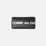 comme des gar ons large zip around wallet with big logo black - KITH-SHOP