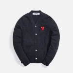 comme des gar ons play charcoal cardigan - KITH-SHOP